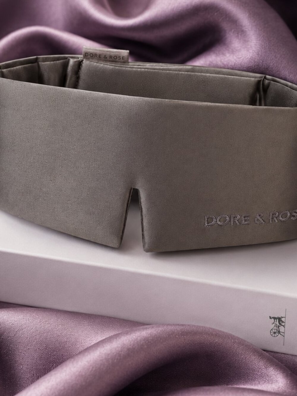 🌜 Dore & Rose Luxury 23-Momme Mulberry Silk Sleep Mask, Charcoal, Brand-New